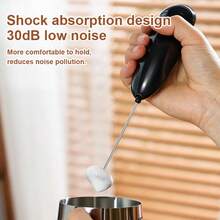 Battery Powered Electric Milk Frother, Mini Milk Foamer, Hand-Held Electric Whisk, Battery Operated (Batteries Not Included) Drink Mixer, Coffee Hand Mixer, Cordless Electric Mixer, Suitable For Latte, Cappuccino, Milkshake, Portable Milk Frother - Black - View 8