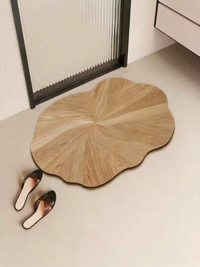 1pc Irregular Wood Grain Pattern Bathroom Mat, Super Anti Slip Rubber Bottom Bathroom Mat, Soft Absorbent Quick Drying Floor Mat, Carpet Shower Bathtub Outdoor Door Mat, Home Decoration, Bathroom Decoration, Home Decoration
