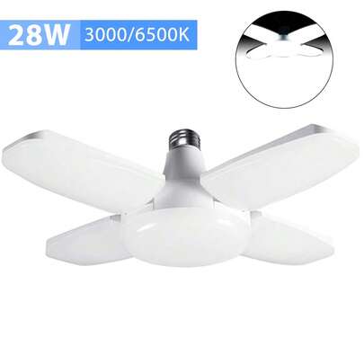 1 đèn LED gấp gọn E27 dùng cho nhà để xe, điện áp AC85-265V, công suất 28W, thích hợp làm đèn trần nhà, đèn 4 cánh E26, đèn mini gấp gọn, độ sáng cao, kích thước nhỏ gọn.