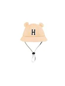 1 pieza Sombrero ajustable y transpirable para niños con 26 letras personalizadas, sombrero de cubo para protección solar en la playa, adecuado para actividades al aire libre, uso diario y como regalo de cumpleaños para niñas pequeñas y bebés - Caqui - Ver 10