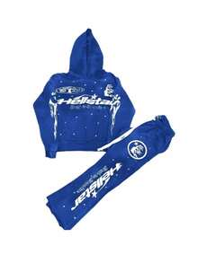 Mens 2 Piece Outfits,Men's Fashion Hooded Flared Pants Set, Sporty Couple Hooded Sweatshirt - LMST1HY02X** - 查看 1