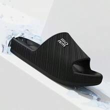 Dép nam thời trang thiết kế chữ đục lỗ, dép đôi mềm mại chống trượt bằng chất liệu EVA, dép đi biển, hồ bơi, nhà tắm tinh tế, nhanh khô, thoáng khí, thoải mái, dép đi trong nhà chất lượng cao, nhẹ và êm ái, lý tưởng cho gia đình và phòng tắm, thiết kế đơn giản, mềm mại, giảm sốc, dễ dàng mang vào và tháo ra. - màu đen - Xem 6