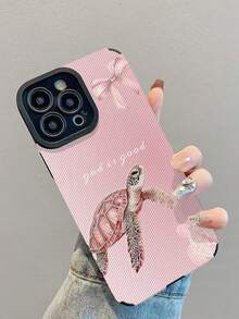 1pc New Fashionable & Elegant Pink Sea Turtle God Pattern Shock-Proof Leather Phone Case For IPhone17/17Air/17Pro/17ProMax/IPhone16/16Plus/16Pro/16ProMax/IPhone15/15Plus/15Pro/15ProMax/IPhone14/14Plus/14Pro/14ProMax/IPhone13/13Pro/13ProMax/IPhone12/12Pro/12ProMax/IPhone11/IPhone11Pro/11ProMax - Multicolor - View 4