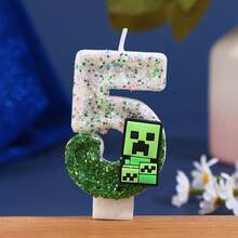 Nến sinh nhật số chủ đề Creeper trong Minecraft, nến trang trí bánh không khói, hiệu ứng ombre lấp lánh, trang trí tiệc sinh nhật cho trẻ em, trang trí bánh sinh nhật cho người lớn và trẻ em theo chủ đề Minecraft, màu xanh lá cây. - Mảnh duy nhất - Xem 8