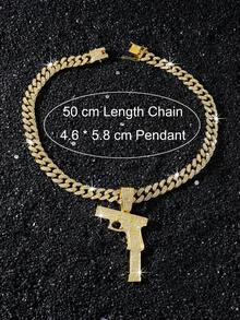 1件男士全镶钻嘻哈链项链，带枪形吊坠 - Style A - 查看 6