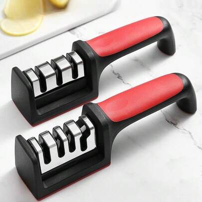 3-Stage Handheld Knife Sharpener With Non-Slip Base, Multifunctional Kitchen Knife Accessory Tool