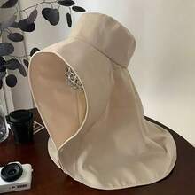 1pc Women's Large Shawl Sun Protection Beach Hat, Full Coverage Sun Protection Hat - Multicolor - View 11