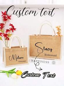 Personalized Bridesmaid Gift Bag, Customized Linen Bag, Personalized Bridesmaid Canvas Tote Bag, Customized Wedding Party Gift Bag, Mother's Day Ladies Gift, Bachelorette Party Gift Bag, Wedding Favor, Beach Tote Bag, Customized Gift - Multicolor - View 6