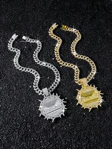 1件男士全镶钻链项链，配《最后的晚餐》吊坠，嘻哈风格 - Style A - 查看 2