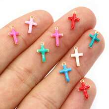 12pcs 10x6mm Enamel Small Cross Charms Pendant For Earrings Necklace Bracelet Stainless Steel Crafs DIY Jewelry Making Accessories Findings - Cross - View 1