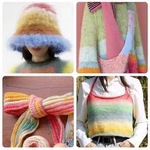 50g Sợi len ombre dạng bánh, sợi pha mohair siêu mềm, chuyển màu cầu vồng, thích hợp để móc, đan, làm đồ thủ công nhiều màu sắc, áo len, khăn choàng, áo khoác, mũ, khăn quàng cổ. - 02 Đầy màu sắc - Xem 6