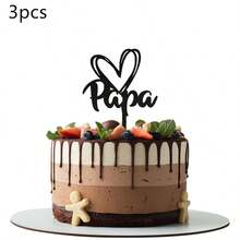 3pcs/1pc Gold & Black Acrylic "Papá" Happy Father's Day Cake Topper, Suitable For Father's Day Birthday Theme Party DIY Cake Decorations - Multicolor - View 13