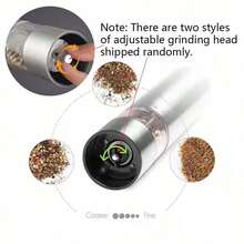 1pc Electric Salt And Pepper Grinder, One-Handed Automatic Adjustable Stainless Steel Grinder, Automatic Pepper Grinder, Adjustable Electronic Pepper Grinder For Kitchen (Batteries Not Included) - Silver - View 4