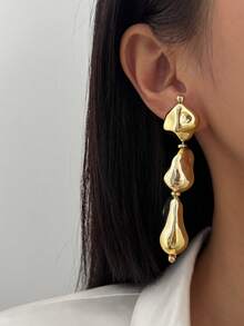 2件套优雅几何夸张仿珍珠串珠长流苏耳环，奢华珠宝，适合婚礼、派对、度假、休闲、街头风格，男女皆宜的礼物 - 耳飾 - 查看 3