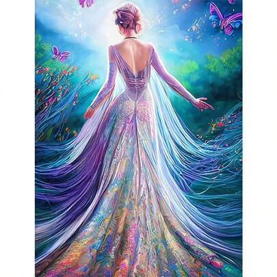 1pc DIY Elegant Lady Silhouette 5D Diamond Painting Kit, [30*40cm/11.8*15.7in] [40*50cm/15.7/19.7in], Suitable For Adult Beginners DIY Mosaic Diamond Art, Full Drill Handmade Hobby, Wall Decor For Living Room, Bedroom, Office, Surprise Gift For Family And Friends, Frameless