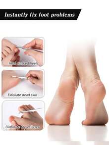 5/3/1 Pcs Stainless Steel Pedicure Scissors, Multi-Functional Reusable Callus Remover Blades, Suitable For Removing Foot Calluses, Trimming Nails, Foot Exfoliation, For Home Use, Nail Salons, Foot Spa, Foot Care Tools, Foot File - Silver - View 2