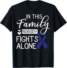 In This Family Nobody Fights Alone Gift Colorectal Cancer T-Shirt - Black - View 1