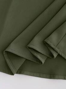 Women's Elegant Polyester A-Line Maxi Skirt With Zipper Detail, Casual Bohemian Style For Party - Mustard Green - View 5