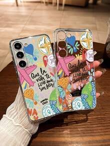 Map & Airplane Painted Perforated Transparent Minimalist Fashionable Anti-Drop Phone Case Compatible With IPhone 17/17Pro/17ProMax, 16/11/16Pro/16Plus/16ProMax/16e, 15ProMax, 13/14/12/XS/XR/7G/8P, Galaxy S25/S25Plus/S25 Ultra, A16/A36/A26/A56, 11/12Pro/12/12X/13Pro/14Pro/15Pro/X3pro, 10/9/Note9/12c/Note11Pro/Note8Pro/9C/9A - Multicolor - View 2