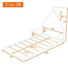 Children's Bed 90 X 200 Cm, Flat Bed, House Shape, Solid Pine, Simple Design, White - White - View 6