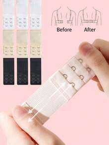 10pcs/1pc/3pcs/6pcs/9pcs 2-Hook 3-Row Adjustable Elastic Bra Extender, Elastic Bra Accessories, Bra Back Extender - Extension Buckle - View 10
