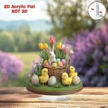 2D Acrylic Flat Easter Egg, Cute Rabbit, Chick Decoration Figurine, Acrylic Stand. - 1PC - View 5