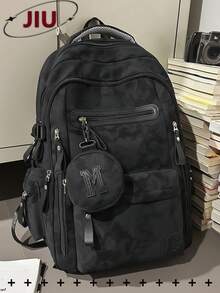 多隔层字母印花尼龙背包，可装15.6英寸笔记本电脑，多口袋轻便学生书包，多功能通勤包，大容量旅行包，适合学生、中小学生、护士、教师、商务人士、旅行、通勤、购物、办公、约会、徒步、训练、工作、生日/节日礼物 - 彩色 - 查看 16