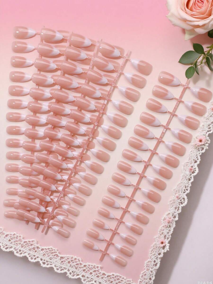 Bộ 5 miếng dán móng tay tự làm, nhiều kiểu dáng và màu hồng, hình dáng dài/ngắn, hạnh nhân, oval, vuông, hình quan tài, phù hợp cho bé gái, phụ nữ, lễ hội và tiệc tùng. - Nhiều màu - Xem 1