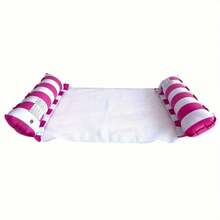 1/2pcs Striped Inflatable Lounger, Durable PVC Material, Double-Tube Hammock Float, Foldable Design, Suitable For Outdoor Beach And Pool Activities, Water Relaxation Lounger, Pool Inflatable, Beach Essentials, Pool Float - Multicolor - View 16