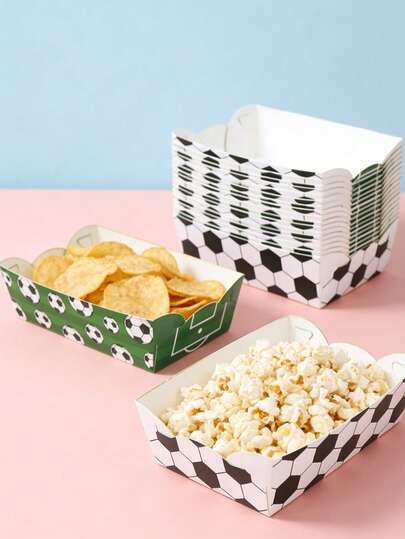 12pcs Football Themed Disposable Paper Trays For Baby Shower Party, Snack Food Plates, Football 1st Birthday Party Decorations, Baby Shower Decorations, Gender Reveal Party Decorations, Baby Party Supplies, Football Party Decorations, Graduation Back To School