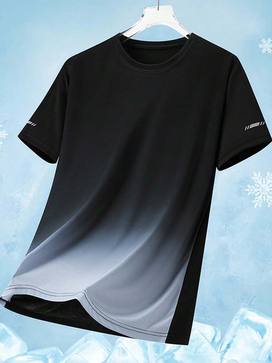 Ombre Activewear Women's Gradient Workout Tee, Slim Fit Breathable Athletic Shirt Lightweight Running Tee Black - Black - View 1