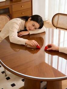 1.5mm Transparent Soft Glass PVC Round Tablecloth, Dining Table Mat, Waterproof Mat, Heat-Resistant Tea Table Surface Protective Pad - White - View 6