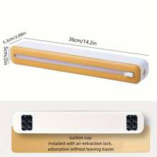 1pc Food Wrap Cutter, Dual-Blade Foil Cutter Box, Home & Commercial Use Suction Cup Wall Mount Storage Box, Practical Tool - White - View 3