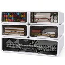 Set Of 5 Desk Drawer Boxes Stackable Office Drawer Organiser Storage Box With Drawer A4 A5 Format Drawer Desk Organiser For Office School Stationerygtt - White 4m1l - View 8