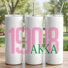 20oz Insulated Water Bottle Pink 1908 AKA Greek Sorority Graphic Design For Sisterhood Anniversary Founders Day And Birthday Gifts For Women And Sisters - 1 cái - Xem 6