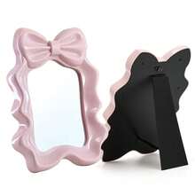 Y2K Style Vanity Mirror, Cute Bow Design Single-Sided Tabletop Makeup Mirror, Compact Desktop Mirror, High-Definition Glass Mirror Surface, Suitable For Bedroom Vanity Or Makeup Table, Portable Small Mirror - Multicolor - View 6