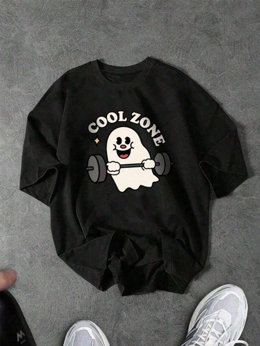 LC Sport Corelite Men's Summer Casual Dumbbell Print Sports-Shirt Oversized Gym Shirts Workout Tees Baggy ShirtCasual Daily Wear Men Shirts,Tees,Mens Clothes,-Shirt,Retro-Shirt,Male And Female Neutral Short Sleeves,Clothes Plus Size,Sweatshirt,Clothes Women,Tops,New Year's Clothing,Womens Tops,Spring,Summer Tops Women,Spring Clothes,Vacation Outfits ,Summer Outfits,Tees Women - 黑色2 - 查看 1