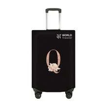 1pc Non-Stretch Non-Woven Fabric Luggage Protective Cover Suitable For 20-30 Inch Trolley Case, Anti-Scratch Luggage Protector Cover With Rose Gold Letter Pattern, Travel Accessory Essential For Back To School - Black - View 69
