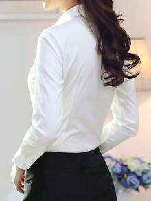 2026春秋新款女士白色正装衬衫，长袖办公室工作服衬衫，商务套装内衬 - 米白色 - 查看 2