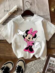 Disney Women'S Fashion, Casual, Cartoon, Letter, Pattern, Directional Printed Sweatshirt, Spring And Autumn Round Neck Sweatshirt, Women'S Stylish T-Shirt - trắng - Xem 6