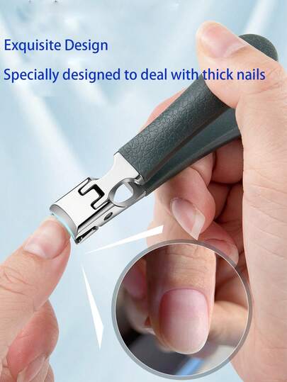 1pc New Upgraded Professional Wide Mouth Nail Clipper, Anti-Splash, Effortless Grip, Super Sharp Stainless Steel Nail Cutter Suitable For Thick, Hard Nails And Toenails