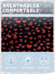 1件简约现代心形几何图案爱心印花磨毛床笠，卧室印花床罩，床上用品（不含枕套） - 彩色 - 查看 6