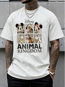 Disney Official Licensed Animal Kingdom Explorer Character Graphic T Shirts 100 Percent Cotton Disney Shirt Washed 220g Unisex - 白色 - 查看 1