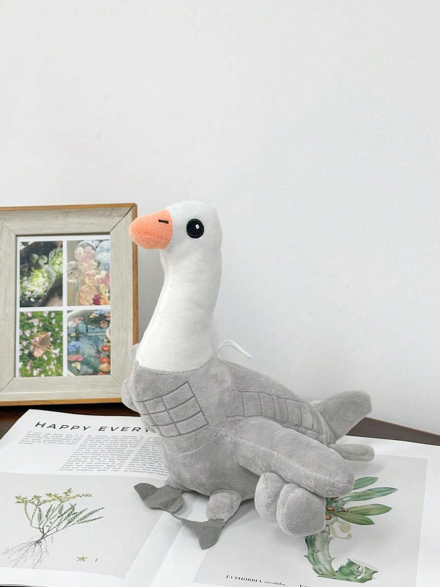 1pc 30cm/11.81in Plush Goose Doll, Cute Cartoon Expression Doll, Soft & Fun Pillow, Suitable For Kids & Adults, Ideal Gift For Christmas, Halloween, Birthday, Children's Day, Anniversary - Light Grey - View 1