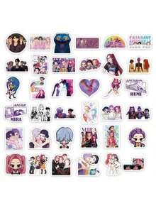 74pcs KPop Demon Hunters Graffiti Stickers, Girl Group Mira Rumi Zoey, Demon Boy Band Cartoon Character Graffiti Stickers, DIY Creative Laptop Stickers - Multicolor - View 4