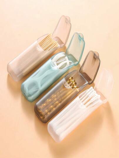 Toothpick And Floss Box, Small Storage Box, Portable Travel Organizer Box, Portable Medicine Box, Small Items Storage Container, Cotton Swab Storage Container, Dental Floss Storage Box, Cosmetic Storage Box, Cigarette Filter Storage Box, Unisex Travel Essentials Storage And Organization, Bathroom Decor And Accessories, Kitchen Organization And Storage, Kitchen Accessories, Household Necessities, Back To School Supplies