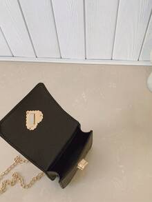 1pc Girl's Crocodile Embossed PU Twist Lock Closure Fashion Handbag, Suitable For Spring/Summer Daily Use - Black - View 8