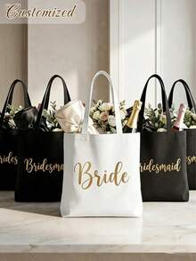 Custom Name Tote Bag Personalized Tote Bridesmaid Tote Wedding Gift Bag Bridal Party Tote Bachelorette Tote Reusable Gift Bag - Multicolor - View 8