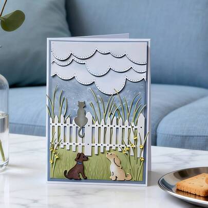 1pc Creative Fence, Cloud & Animal Metal Cutting Dies, Suitable For Scrapbooking, Embossing Crafts, Handmade Cards And Gift Cards