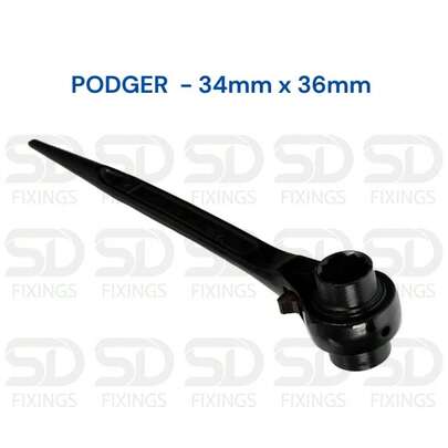 Ratchet Podger Spanner 34mm X 36mm Scaffold Spanner, Double Socket Wrench Black